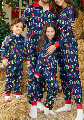 Autumn And Winter Christmas Printed Parent-Child Long-Sleeved Overall Pajamas One-Piece Home Clothes