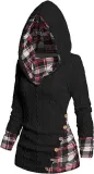 Women's Hoodie Ribbed Sweater Long Sleeve Hooded Shirt Casual Pullover Sweatshirt