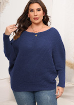 Women's Pullover Woven Sweater Plus Size Women's Autumn And Winter Bat Sleeves Loose Sweater