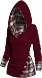 Women's Hoodie Ribbed Sweater Long Sleeve Hooded Shirt Casual Pullover Sweatshirt