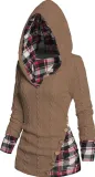 Women's Hoodie Ribbed Sweater Long Sleeve Hooded Shirt Casual Pullover Sweatshirt