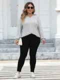 Women's Tops Plus Size Women's Turndown Collar Knitting Shirt Ribbed Basic Casual T-Shirt
