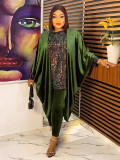 African Women's Clothing Plus Size Velvet Sequin Dress + Pencil Pants Fashion Casual Suit