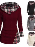 Women's Hoodie Ribbed Sweater Long Sleeve Hooded Shirt Casual Pullover Sweatshirt