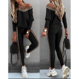 Women bat long-sleeved top and Pant two-piece set