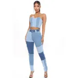 Women Fall Stretch Washed High Waist Vintage Tassel Denim Pants