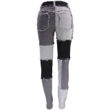 Women Fall Stretch Washed High Waist Vintage Tassel Denim Pants