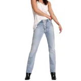 Women High Waist Washed Casual Style Denim Pants