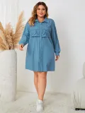 Women Polo Neck Chic Elegant Long Sleeve Dress