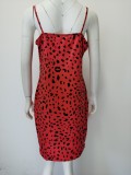 Women Leopard Print V-Neck Strap Dress