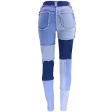 Women Fall Stretch Washed High Waist Vintage Tassel Denim Pants