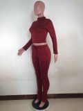 Women Autumn and Winter Long Sleeve Velvet Top and Pant Two-piece Set