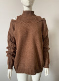 Women off-shoulder turtleneck loose sweater