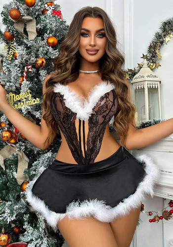Christmas Sexy Black Lace Lingerie