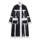 Fur Long Coat Street Lamb Wool Patchwork Winter Leather Coat Women's Trendy High-Quality Warm Jacket