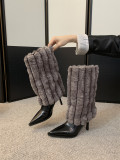 Women autumn and winter furry high heel boots autumn and winter pointed toe high boots