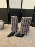 Women autumn and winter furry high heel boots autumn and winter pointed toe high boots