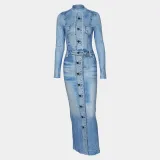 Women's Autumn Slim Fit Printed Long Sleeve Bodycon Dress For Women