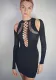 Women Solid Hollow Off Shoulder Long Sleeve Dress