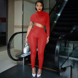 Women's Fall Winter Street Tight Fitting Cutout Solid Irregular Jumpsuit