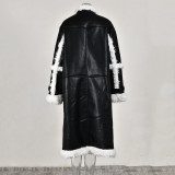 Fur Long Coat Street Lamb Wool Patchwork Winter Leather Coat Women's Trendy High-Quality Warm Jacket