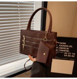 Multi-Zipper Autumn Fashion Style Simple Casual Textured One-Shoulder Crossbody Small Square Bag