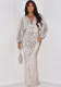Women's Sequined Long Sleeve V-Neck Sexy Long Dress