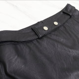 Trendy Slim Waist Short Loose Women's Pu Leather Culottes Shorts