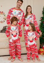 Christmas Parent-Child Home Clothes Deer Print Round Neck Long-Sleeved Pajamas Set