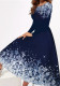 Autumn And Winter Christmas Snowflake Print Round Neck A-Line Swing Dress For Women