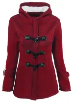 Autumn Women's Fashion Solid Color Long Sleeve Hooded Button Cardigan Casual Jacket