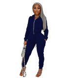 Women's Hooded Long Sleeve Sports Two-Piece Pants Set Women's Solid Color Casual Tracksuit