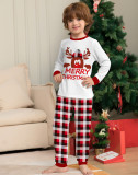Deer Letter Printed Christmas Parent-Child Clothes Plaid Long Sleeve Home Clothes Two-Piece Pajamas Set