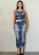 Women's Autumn Sexy Low Back Fashion Casual Slim Denim Bodycon Dress