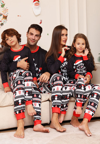 Letter Cartoon Snowflake Christmas Parent-Child Outfit Printed Home Clothes Pajamas