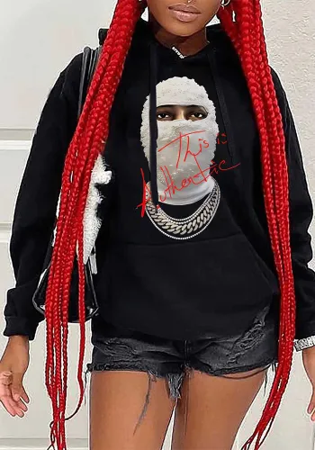 Autumn And Winter Women's Tops Printed Loose Hoodies