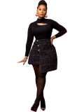 Women's Autumn And Winter High Waist Button Irregular A-Line Short Skirt