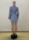 Women's Autumn And Winter Printed Striped Dress