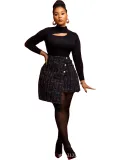 Women's Autumn And Winter High Waist Button Irregular A-Line Short Skirt