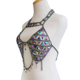 Sexy Beach Blue Crystal Breast Chain Fashionable Acrylic Body Chain Jewelry