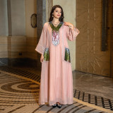 Jalabiya Dubai Sequin Embroidered Robe Ramadhan Muslim Women Clothing Indonesia Abaya