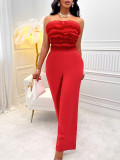 Summer Fashion Women's Solid Color Strapless Sexy Jumpsuit