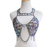 Sexy Beach Blue Crystal Breast Chain Fashionable Acrylic Body Chain Jewelry