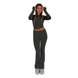 Women Solid Casual Top and Pant Two-piece Set