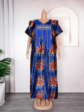 African Plus Size Women Printed Embroidered Embroidered Dress