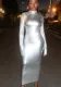 Women High Neck Long Sleeve Bodycon Maxi Dress