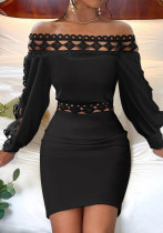 Women autumn and winter v-neck lace long-sleeved Bodycon dress