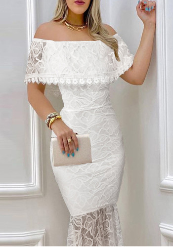 Women Off Shoulder Lace Bodycon Formal Party Dress