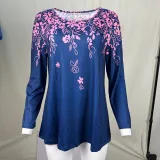 Autumn And Winter Long Sleeve Round Neck Loose Women's Printed Long Sleeve T-Shirt Top