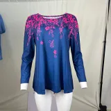 Autumn And Winter Long Sleeve Round Neck Loose Women's Printed Long Sleeve T-Shirt Top